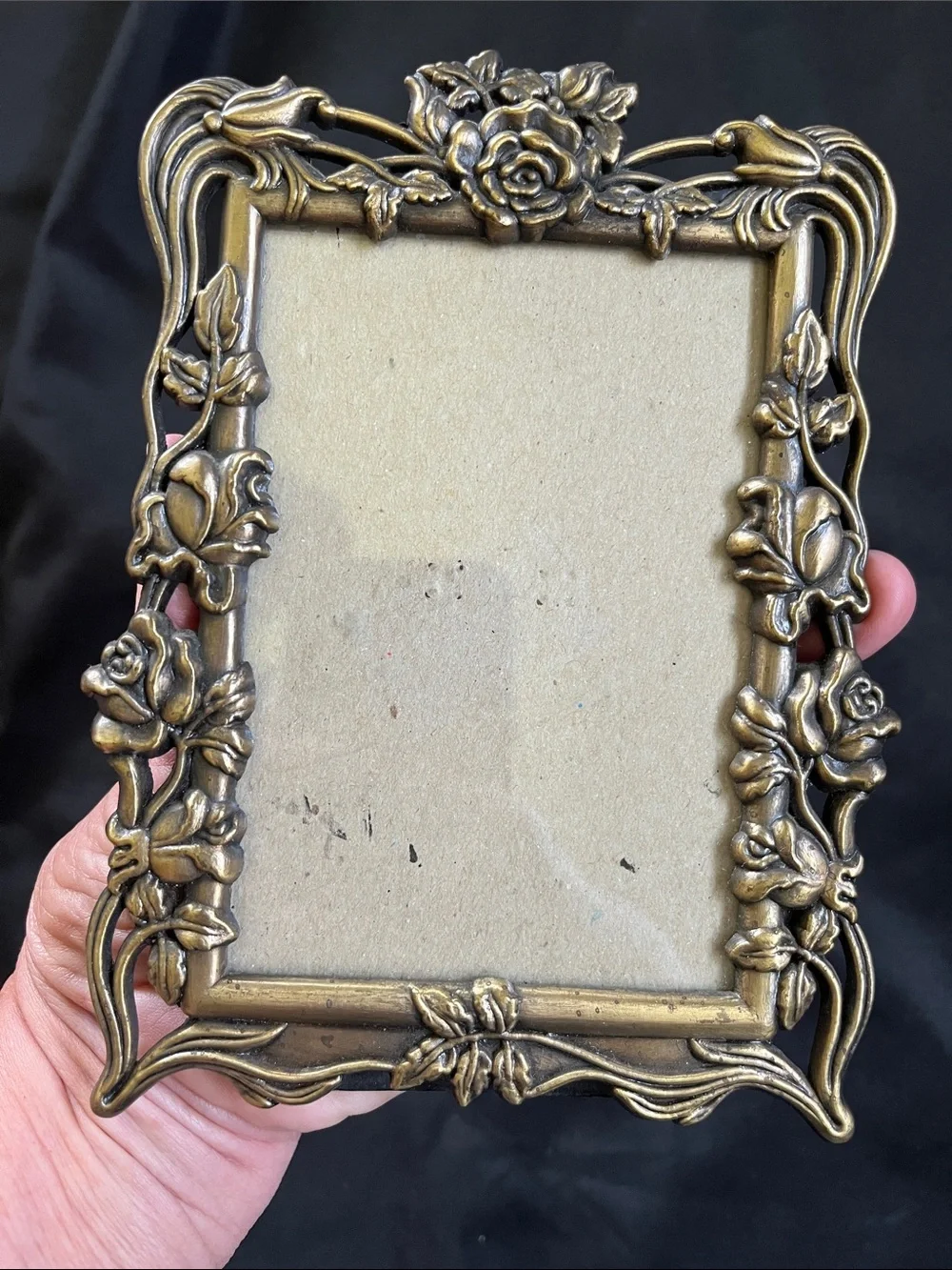 Weston Gallery Brass Bronze Tone Art Nouveau Style Rose Theme Picture Frame